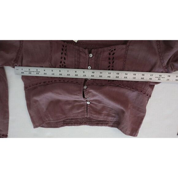 Free People OB1533903 Women's Sz M Purple Joi Eyelet Crop Long Sleeve Blouse $98 - Picture 9 of 10